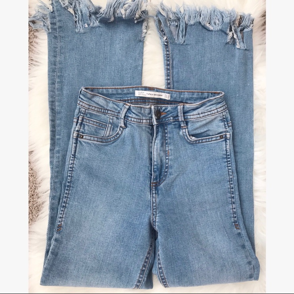 Zara Denim Fringe Jeans size 8